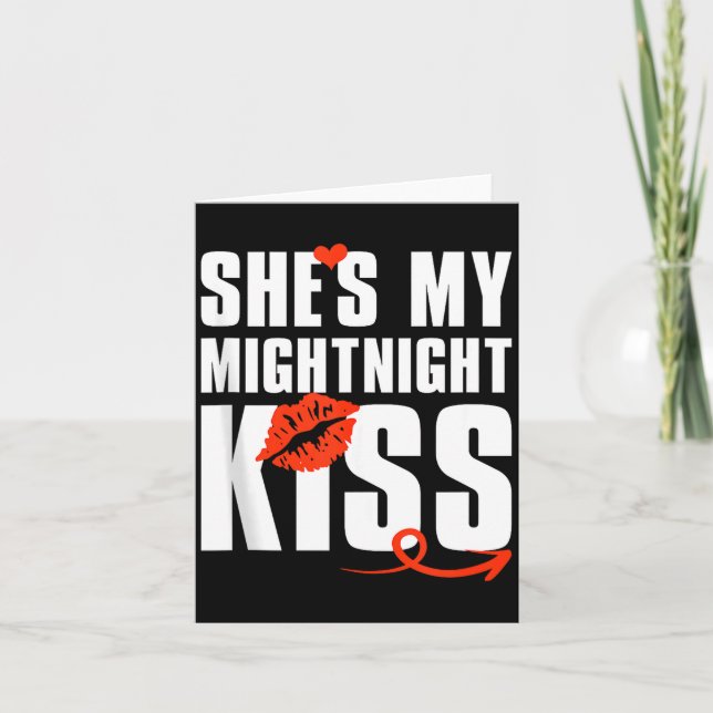 Mens She's My Midnight Kiss Happy New Year Matchin Kort (Framsida)