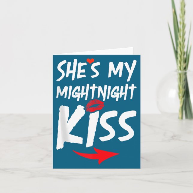 Mens She's My Midnight Kiss Happy New Year Matchin Kort (Framsida)