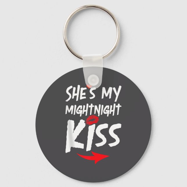 Mens She's My Midnight Kiss Happy New Year Matchin Nyckelring (Framsida)