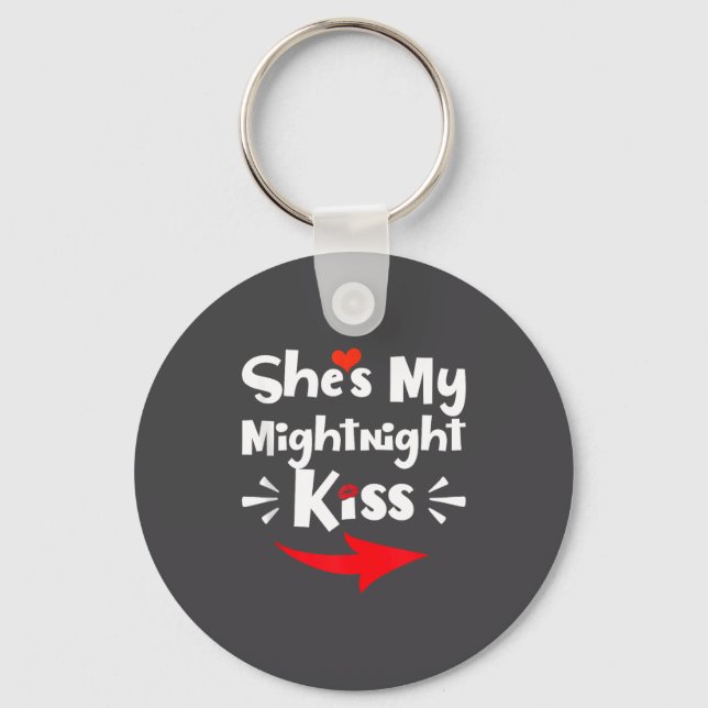 Mens She's My Midnight Kiss Happy New Year Matchin Nyckelring (Framsida)