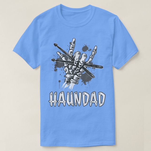 Mens Skeleton Rock Drummer Halloween Devil Horns M T Shirt (Design framsida)