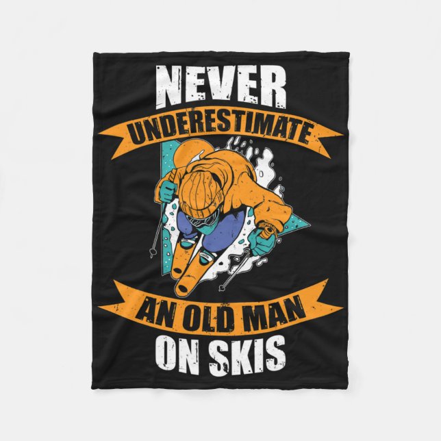 Mens Ski Funny Skiing Never Underestimate An Old M Fleecefilt (Framsidan)