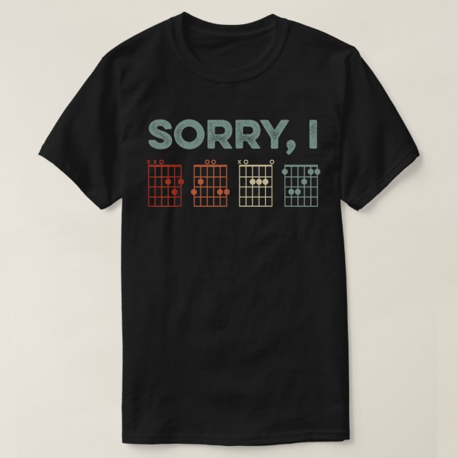 Mens Sorry I-DGAF Dold meddelande Gitarr-ackord Mu T Shirt (Design framsida)