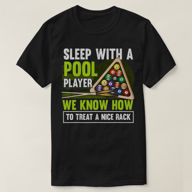 Mens sover med en poolspelare rolig biljard spel t shirt (Design framsida)