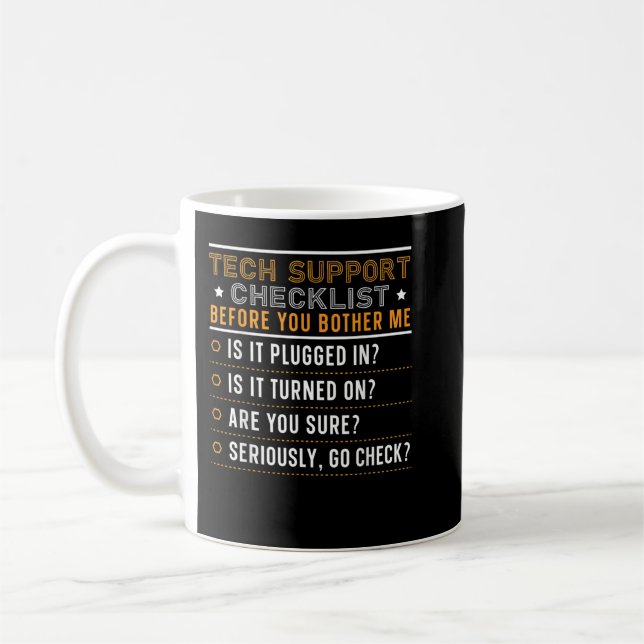 Mens Tech Technical Support Checklist Computer Sys Kaffemugg (Vänster)
