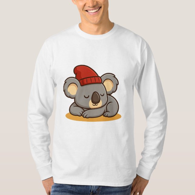 Men's Tee with a Cartoon Illustration of a Koala (Framsida)