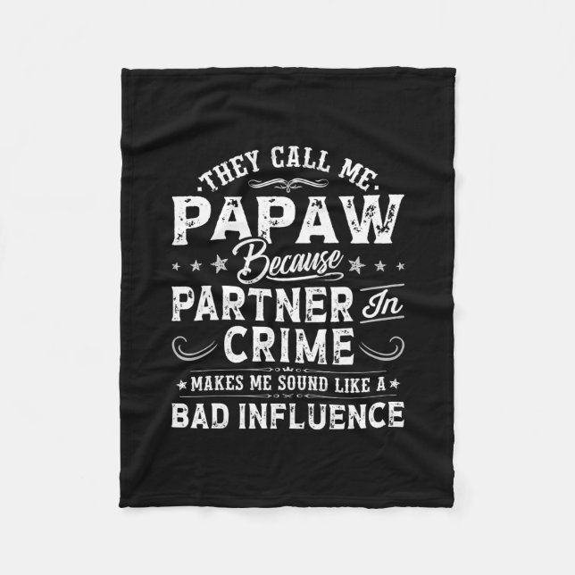 Mens They Call Me Papaw Grandpa Papa Father's Day Fleecefilt (Framsidan)