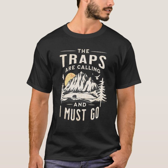 Mens Trapping Trapper Hunting Fur Trade Hunting T Shirt (Framsida)