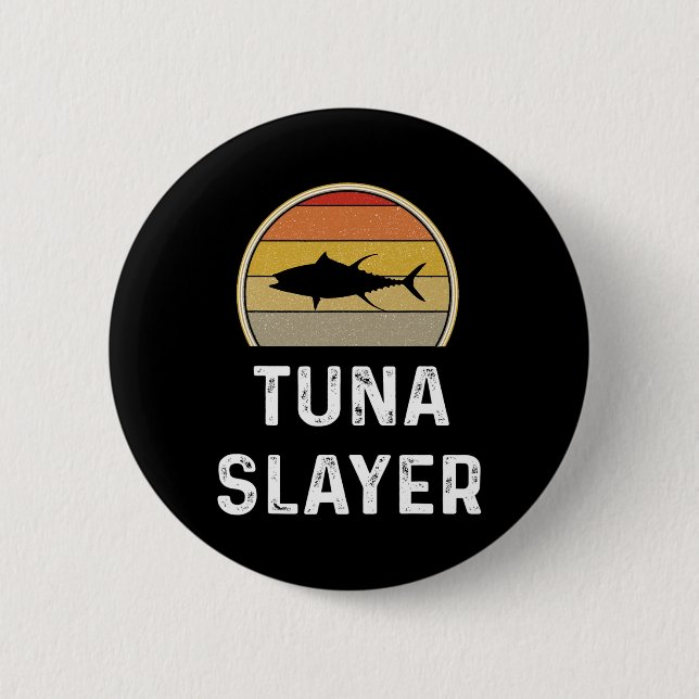 Mens Tuna Slayer Fishing Gifts Funny Fisherman Shi Knapp (Framsida)