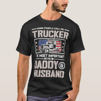 Mens US Flag Trucker Daddy or Trucker Husband Truc T Shirt