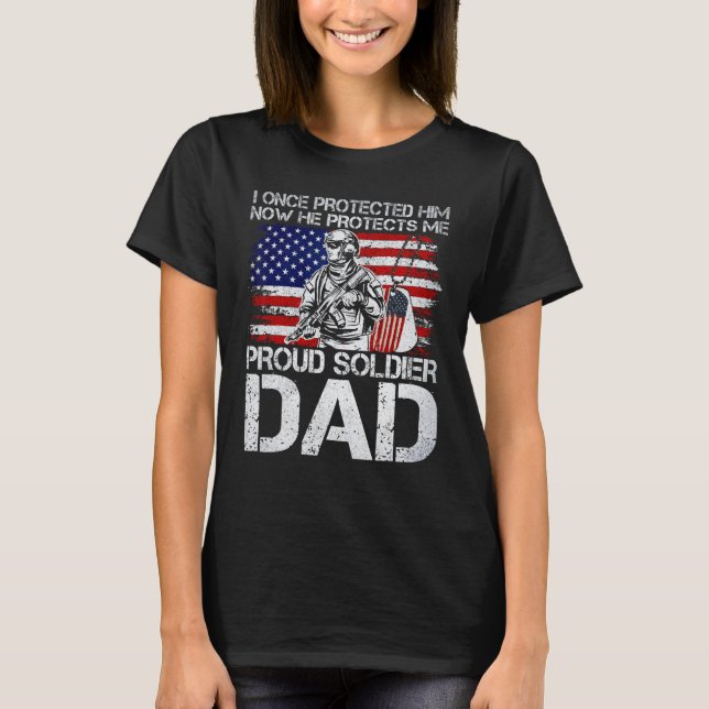 Mens Veteran Proud Soldier Dad Military T Shirt (Framsida)