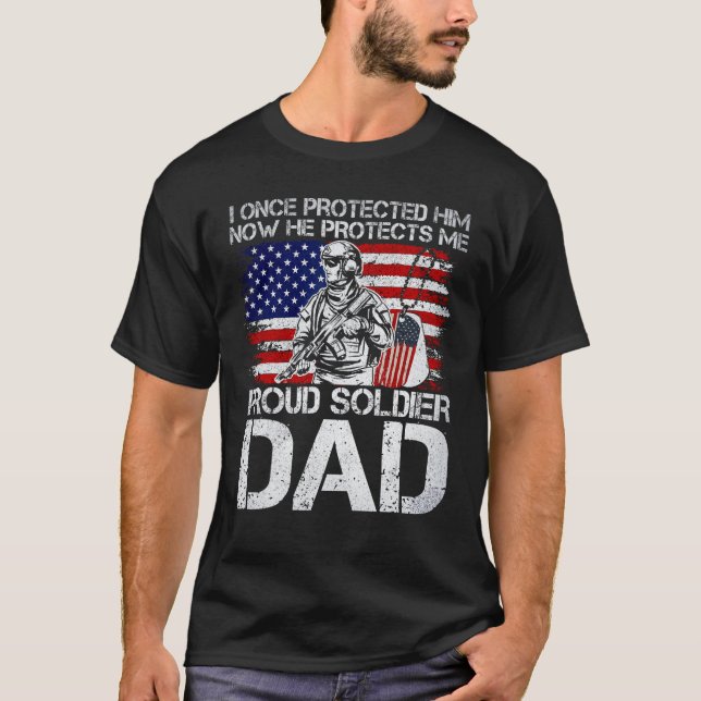 Mens Veteran Proud Soldier Dad Military T Shirt (Framsida)