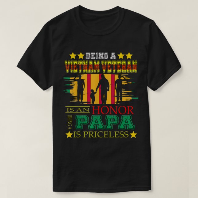 Mens VietNam Veteran papa  T Shirt (Design framsida)