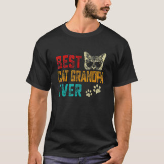 Mens Vintage Bästa Katt Farfar Någonsin Familj Hus T Shirt