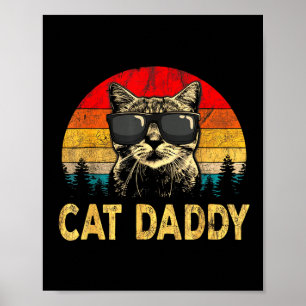 Mens Vintage Kattpappa Roligt Kattälskare Present Poster