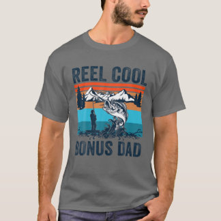 Mens Vintage Reel Cool Bonus Dad Funny Fathers Day T Shirt