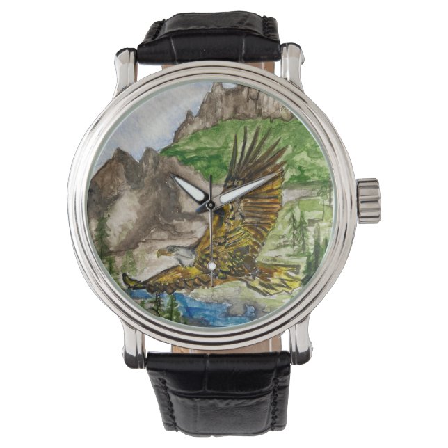 Men's Watch with Eagle Original Artwork Armbandsur (Framsida)