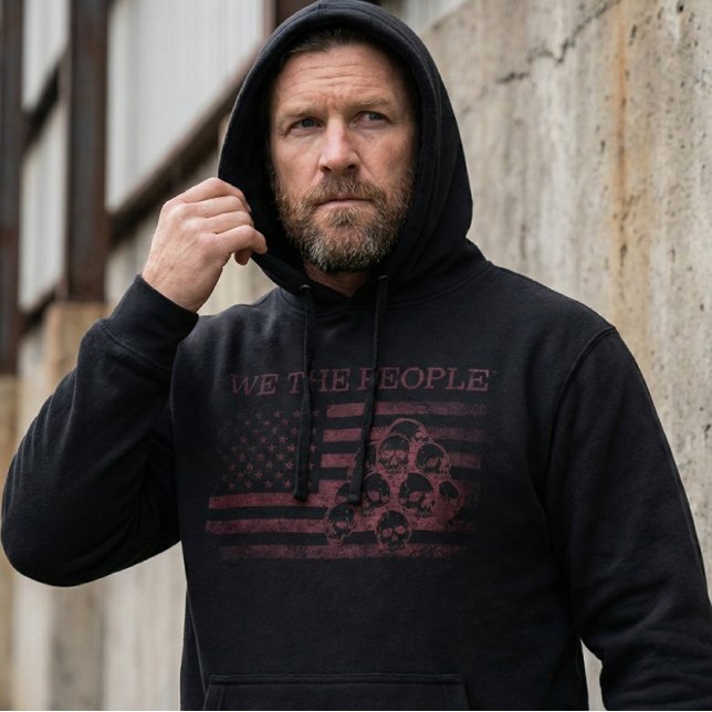 Men's We The People American Flag  Black Hoodie (Skapare uppladdad)