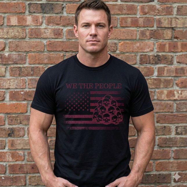 Men's We The People American Flag Skulls T-Shirt (Skapare uppladdad)