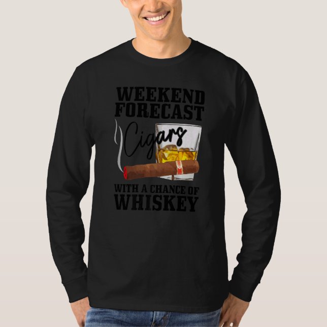 Mens Weekend Forecast Cuban Cigars With Chance Of  T Shirt (Framsida)
