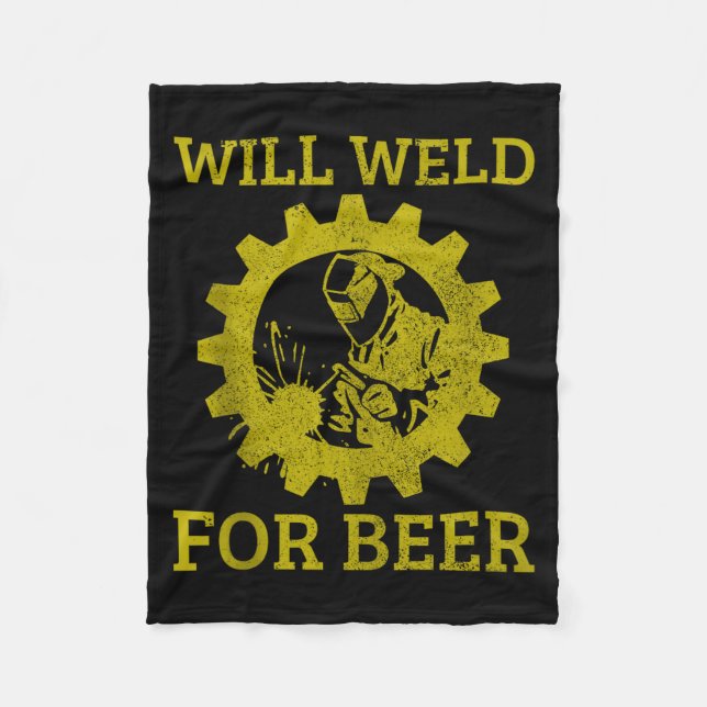 Mens Will Weld For Beer Funny Welder Welding Gift  Fleecefilt (Framsidan)