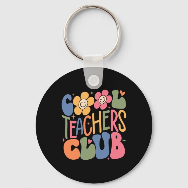 Mens Women Teacher Cool Teachers Club Ck To School Nyckelring (Framsida)