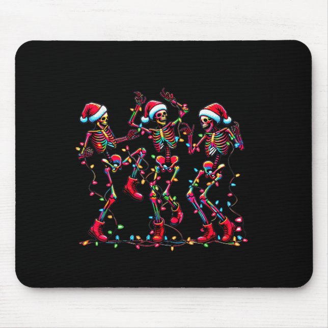 Mens Womens Christmas Skeleton Santa Dancing Light Musmatta (Framsidan)