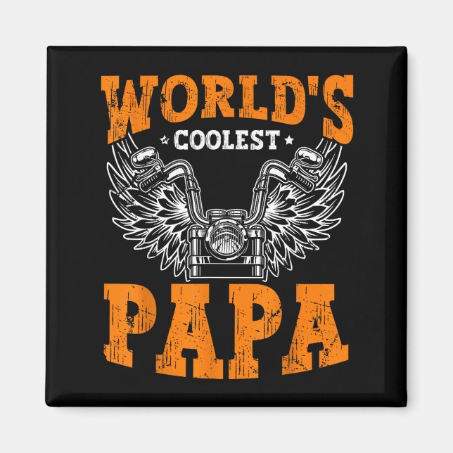Mens World's Coolest Papa Dad In The World Father' Magnet (Framsidan)
