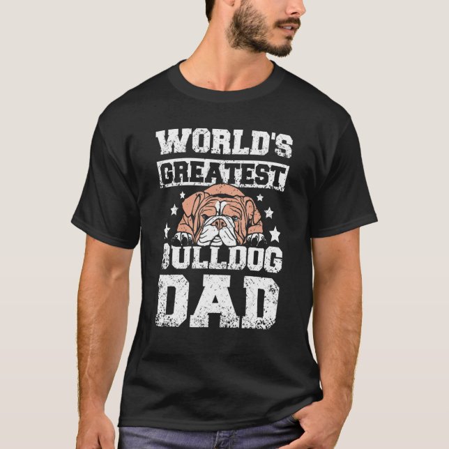 Mens World's greatest english bulldog dad T Shirt (Framsida)