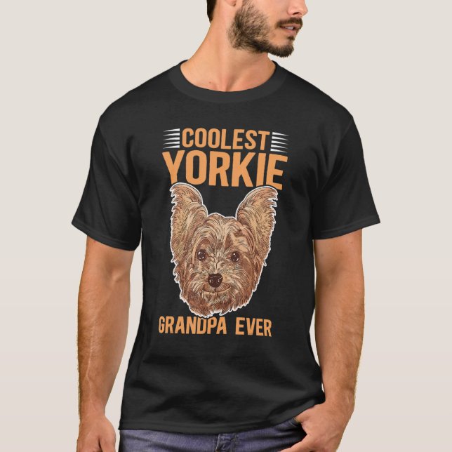Mens Yorkie Grandpa Dog Owner Yorkshire Terrier 1 T Shirt (Framsida)