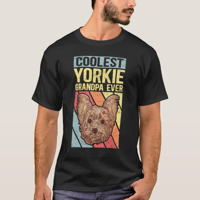 Mens Yorkie Grandpa Dog Owner Yorkshire Terrier 2 T Shirt (Framsida)