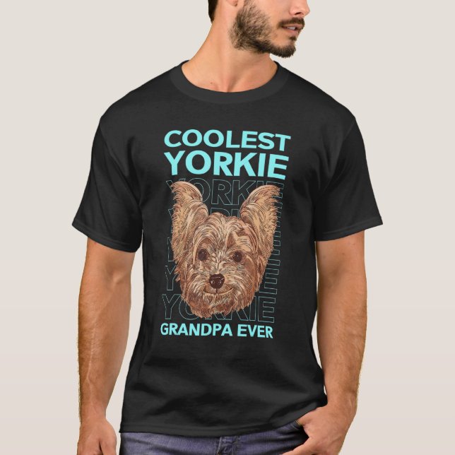 Mens Yorkie Grandpa Dog Owner Yorkshire Terrier T Shirt (Framsida)
