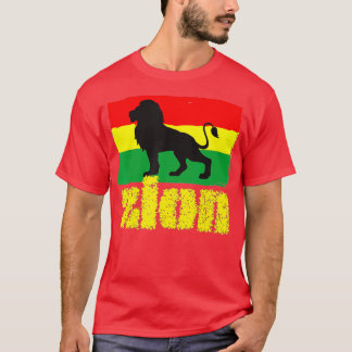 Mens Zion Lion of Judah Red Green Yellow Rasta Col T Shirt