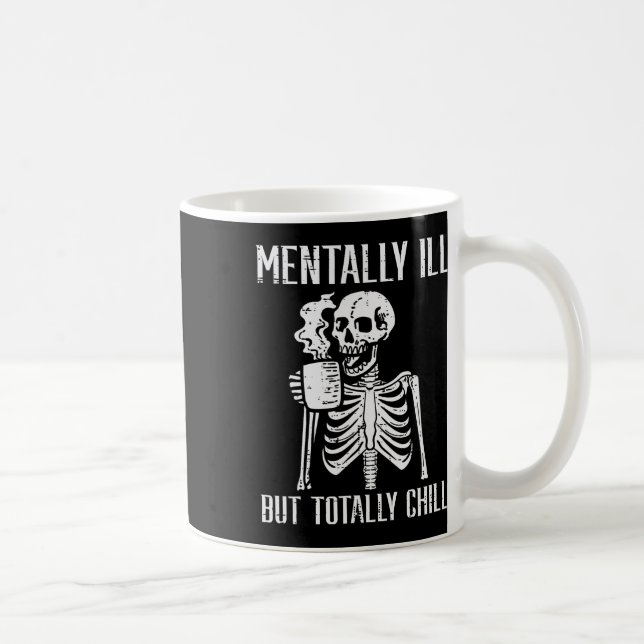 Ment Ill men totalt Chill Skeleton Halloween Kaffemugg (Höger)