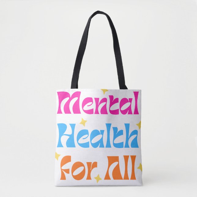 : 'Mental hälsa för alla' Retro typografi  Tygkasse (Framsida)