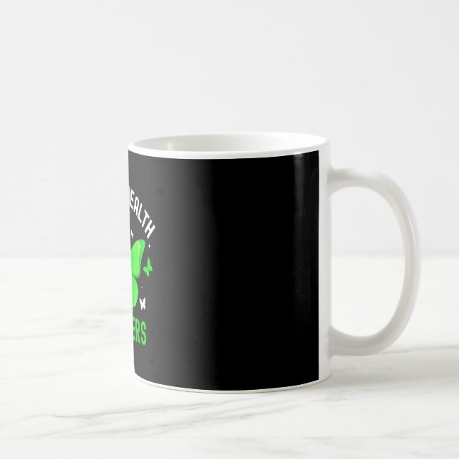 Mental hälsa medvetenhet fjäril band grön kaffemugg (Höger)