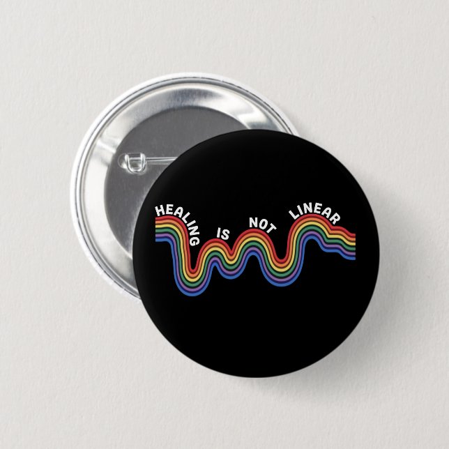 Mental hälsa medvetenhet regnbåge HBTQ Knapp (Framsida & baksida)