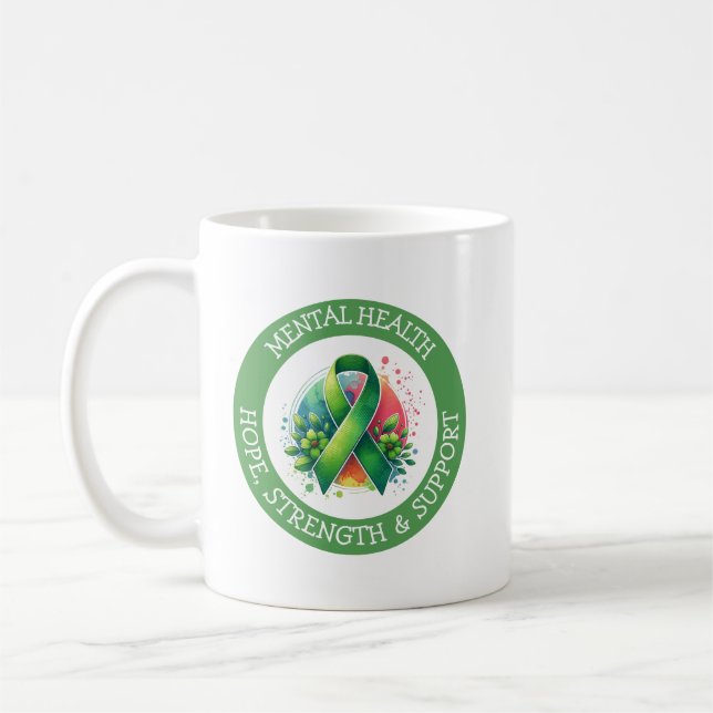 Mental hälsa medvetenhet - Stöd Styrka Stöd Kaffemugg (Vänster)