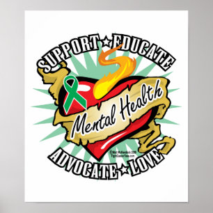 Mental hälsaklassikerhjärta poster