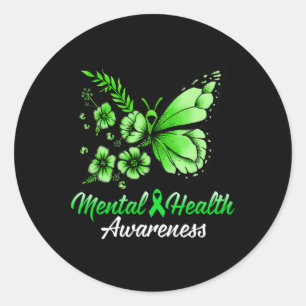 Mental Health Awareness Butterfly 1 Runt Klistermärke