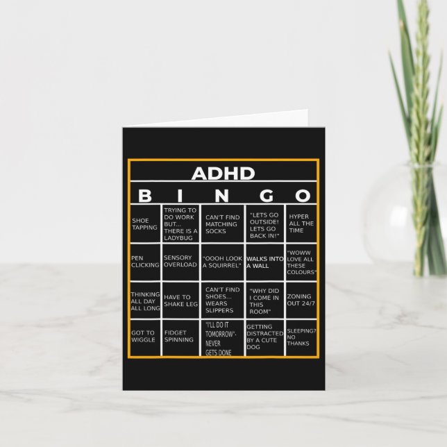 Mental Health Awareness Day Adhd Bingo Roligt Gift Kort (Framsida)