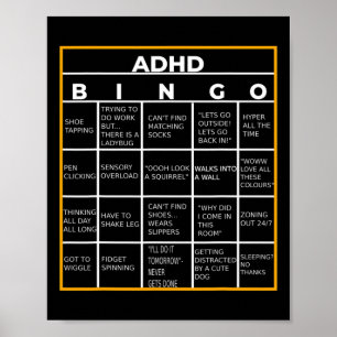 Mental Health Awareness Day Adhd Bingo Roligt Gift Poster