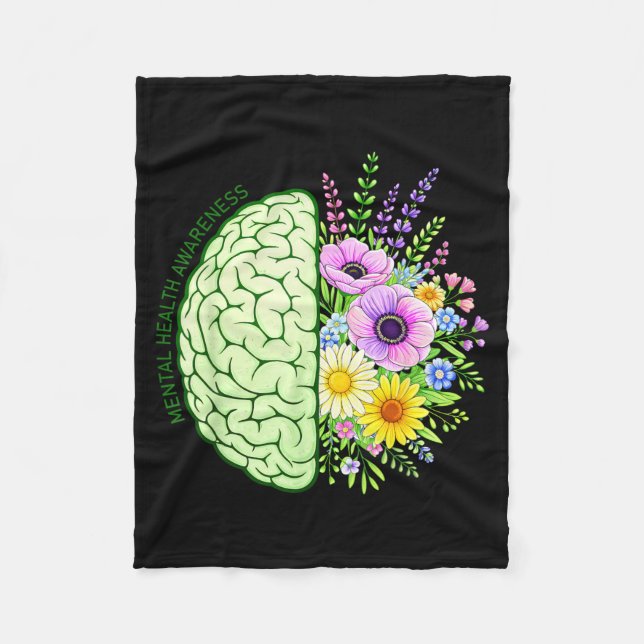 Mental Health Awareness Floral Kindness Support Fleecefilt (Framsidan)