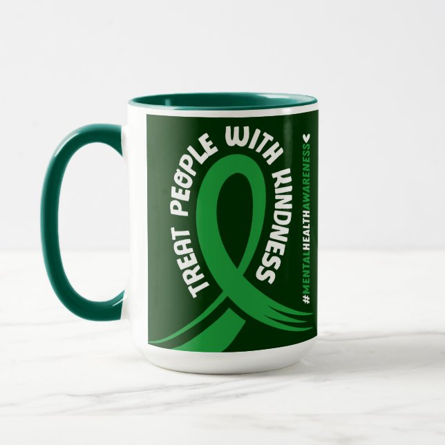Mental Health Awareness Green Ribbon Causes Kind Mugg (Vänster)