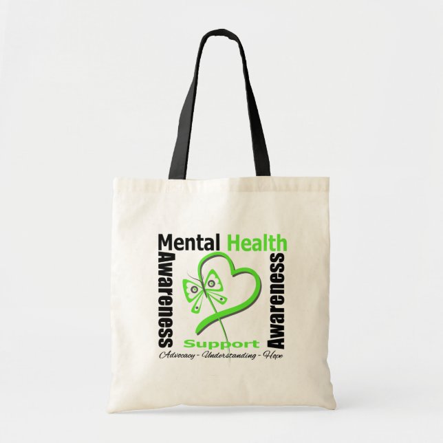 Mental Health Awareness Heart Butterfly Ribbon Tygkasse (Framsidan)
