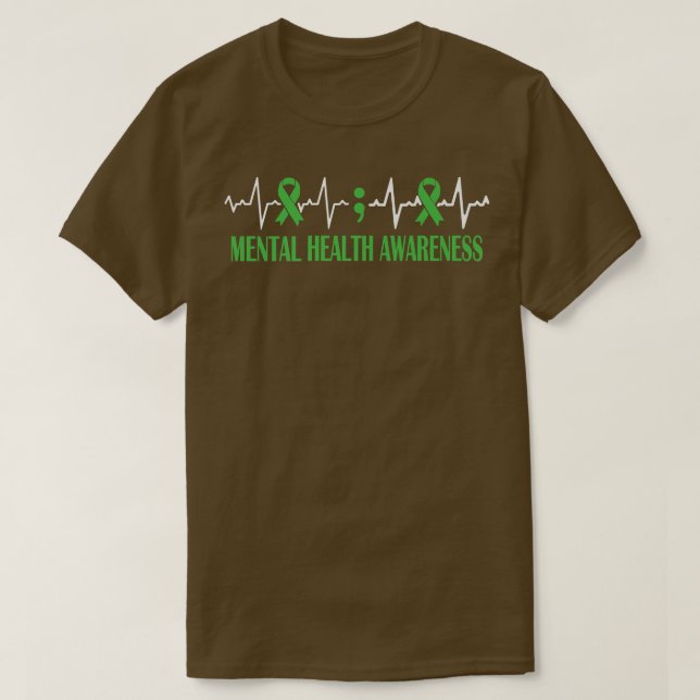 Mental Health Awareness Month Green Ribbon Pulse H T Shirt (Design framsida)
