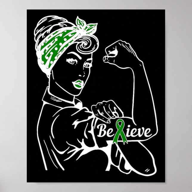 Mental Health Awareness Month Woman Grönt Ribbon B Poster (Framsidan)