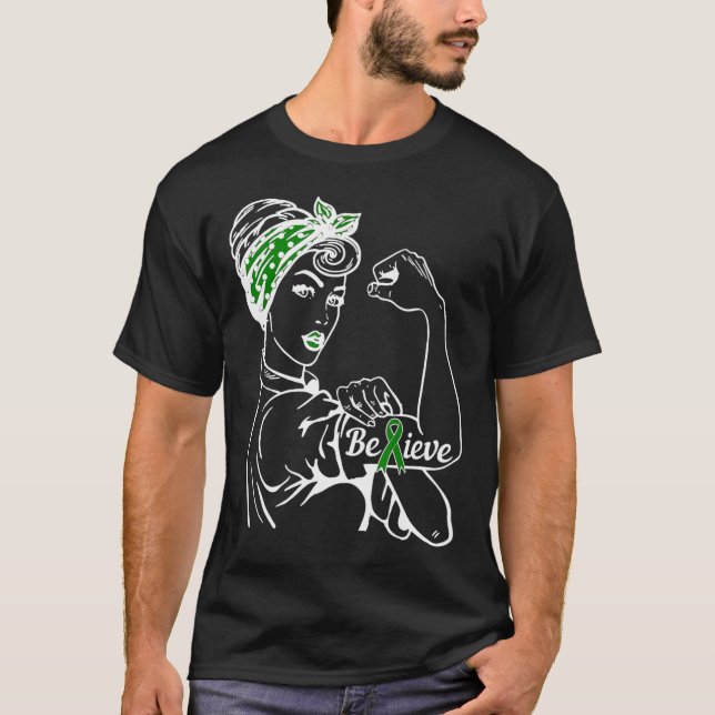 Mental Health Awareness Month Woman Grönt Ribbon B T Shirt (Framsida)