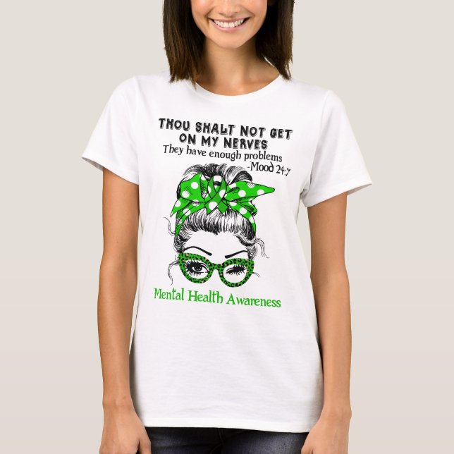 Mental Health Awareness Ribbon Support Gifts T Shirt (Framsida)