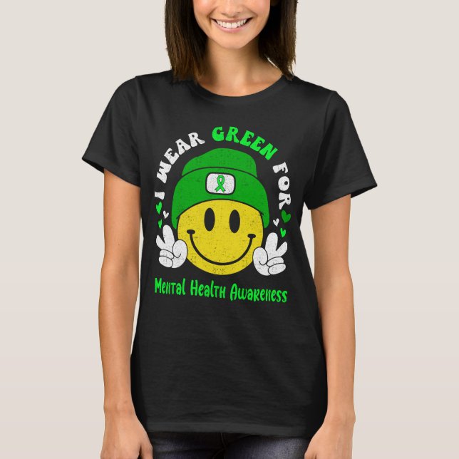 Mental Health Awareness Ribbon Support Gifts T Shirt (Framsida)